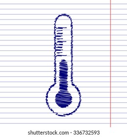 Thermometer icon , vector illustration  with pen and school paper effect 