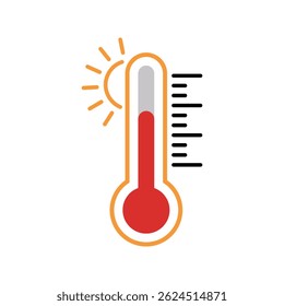 Thermometer icon vector illustration. Temperature measurement symbol for hot and cold, Weather and medical design