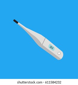 thermometer icon vector on blue background