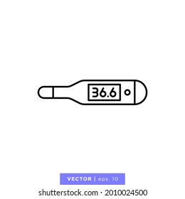 Thermometer icon vector stock illustration design template. Editable stroke.