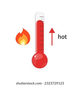 Thermometer icon. Very high temperature. Hot weather. Vector illustration in a flat style. isolated on white background.