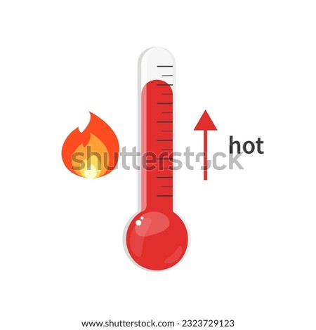 Thermometer icon. Very high temperature. Hot weather. Vector illustration in a flat style. isolated on white background.