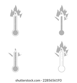 thermometer icon, very hot on a white background, vector illustration