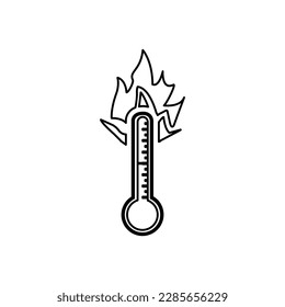 thermometer icon, very hot on a white background, vector illustration