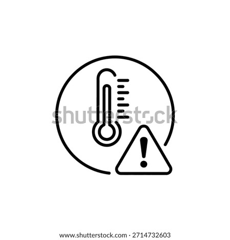 Thermometer icon with warning sign indicating high temperature or danger
