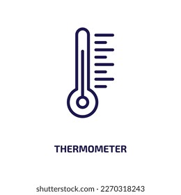 thermometer icon from weather collection. Thin linear thermometer, medical, temperature outline icon isolated on white background. Line vector thermometer sign, symbol for web and mobile