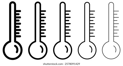 Thermometer icon. Weather temperature icon set. Temperature scale collection. Thermometer icon isolated vector illustrator. 