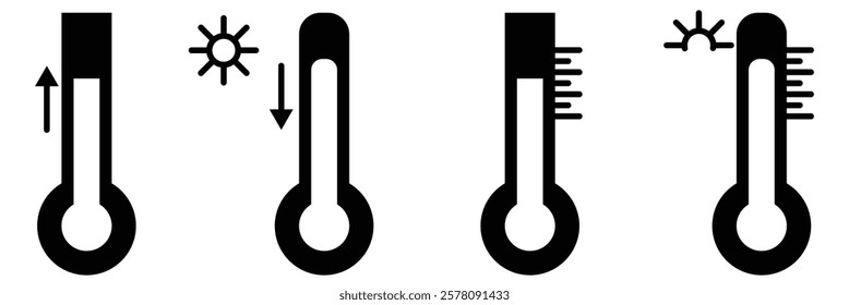 Thermometer icon. Weather temperature icon set. Temperature scale collection. Thermometer icon isolated vector illustrator. 