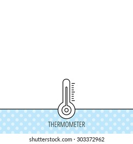 Thermometer icon. Weather temperature sign. Meteorology symbol. Circles seamless pattern. Background with icon. Vector