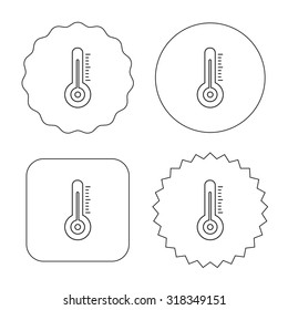 Thermometer icon. Weather temperature sign. Meteorology symbol. Flat circle, star and emblem buttons. Labels design. Vector