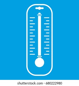 Thermometer icon white isolated on blue background vector illustration