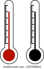 Icono termómetro con rojo y negro. Icono de temperatura 