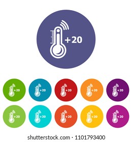 Thermometer icons color set vector for any web design on white background