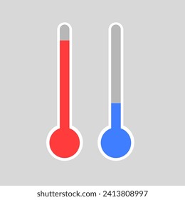 Thermometer icons. Flat, color, cold and heat thermometer, thermometer icons. Vector icons