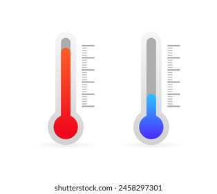 Thermometer icons. Heat  Cold Thermometer. Flat Style. Vector icons