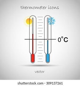 thermometer icons with hot and cold temperatures