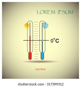 thermometer icons with hot and cold temperatures