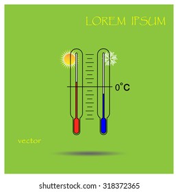 thermometer icons with hot temperatures