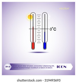 thermometer icons with hot temperatures