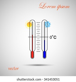 thermometer icons with hot temperatures