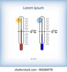 thermometer icons with hot temperatures