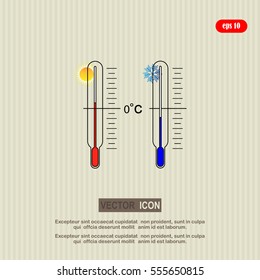 thermometer icons with hot temperatures
