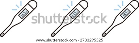 Thermometer icons. 36.5℃, 37.5℃, 38℃. Normal temperature, slight fever, high fever.