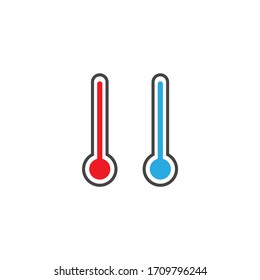 Thermometer icons set isolated on white. temperature gauge.  High and low temperature. Illness, cold, fever. Heat. Cartoon vector illustration