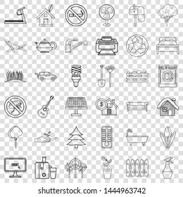 Thermometer icons set. Outline style of 36 thermometer vector icons for web for any design