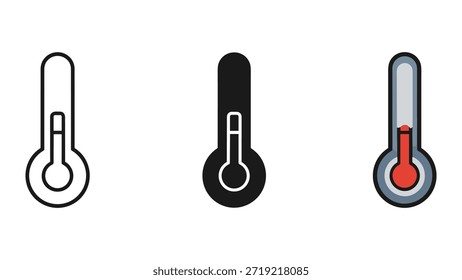 Iconos del termómetro fijados para la medición de la temperatura