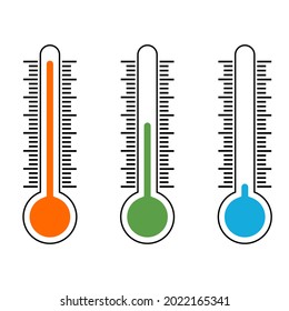 Thermometer icons showing the temperature, warm, cold comfortable, vector sign temperature symbol