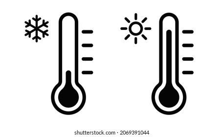 Thermometer icons. Temperature symbol set. Cold and Hot temperature icons vector set . 