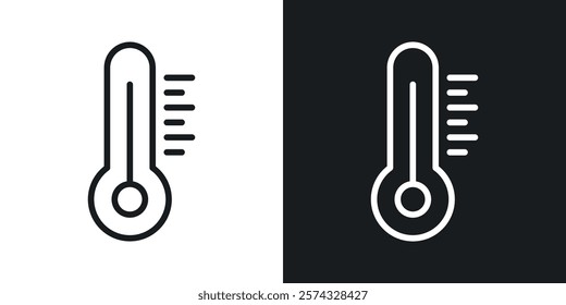 Thermometer icons in thin black and white stroke liner style
