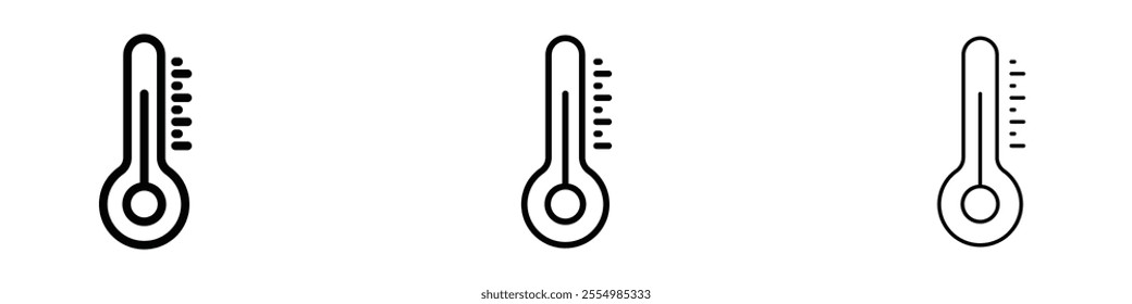 Thermometer icons in tree different stroke sizes
