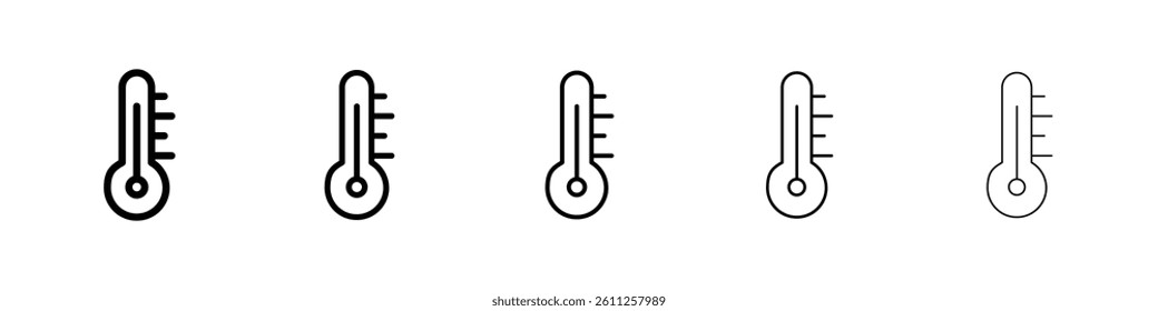 Thermometer icons vector set in different stroke line style