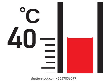 Termómetro que ilustra la temperatura de 40 grados Celsius