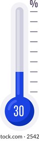 Thermometer indicating 30 percent, symbolizing progress, achievement, temperature measurement, or goal completion within a specific range