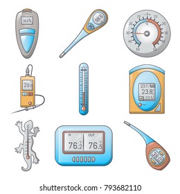 Thermometer Indicators Icons Set Cartoon Illustration Stock Vector ...