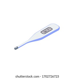 Icono aislado del termómetro sobre un fondo blanco. Puede ser usado para infografías, sitios de Internet, banners web. Ilustración isométrica vectorial.