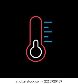 Thermometer isolated vector icon on black background. Meteorology sign. Graph symbol for travel, tourism and weather web site and apps design, logo, app, UI