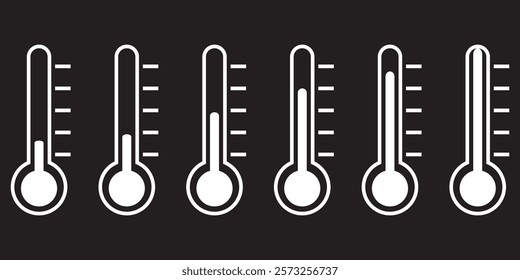 Thermometer isolated vector icon . Weather icon with different levels. Measuring tool.