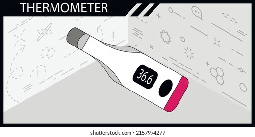 Thermometer isometric design icon. Vector web illustration. 3d colorful concept