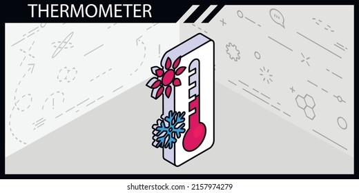 Thermometer isometrisches Design Symbol. Vektorgrafik, Web-Illustration. 3D-Farbkonzept
