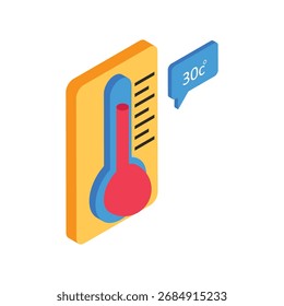 Thermometer   Isometric Vector  Style Illustration 
