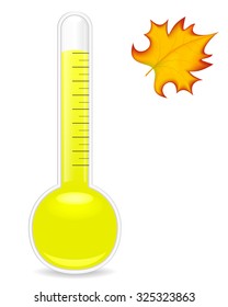 Thermometer and leaf. Vector  illustration.