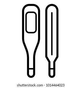Thermometer line art simple icon flat vector template.