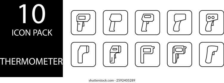 thermometer Line Editable Icons set, A line thermometer with a clear and easy-to-read temperature scale.
