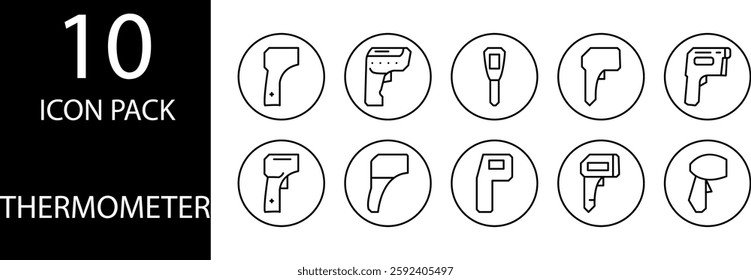 thermometer Line Editable Icons set, A set of thermometer icons with precise and customizable lines.