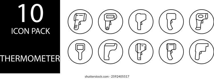 thermometer Line Editable Icons set, A line thermometer ideal for presentations and infographics.