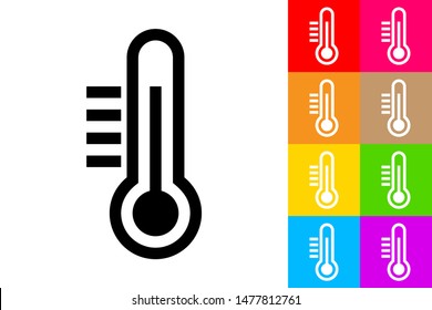 Thermometer. Line Icon With Different Color Background.